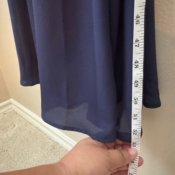 SHEIN Navy Blue Sheath Dress with Bishop Sleeves and Tie Front - Picture 5 of 6